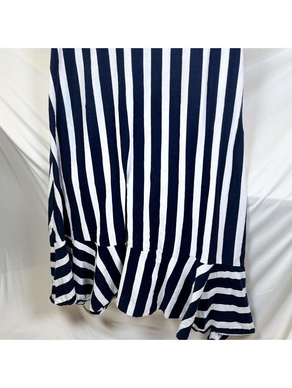 Chaps Womens Large Navy White Striped  Dress Sleeveless V Neck Cotton Summer - Picture 7 of 12